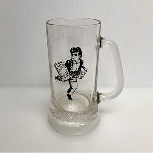 VINTAGE 12 oz Clear Glass Mug Stein Newspaper Boy